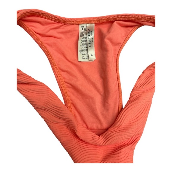 Seafolly Melon Peach High Cut Bikini Bottom Swimsuit size 4 US 8 AU Sexy Cut - Picture 3 of 3